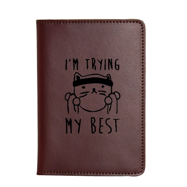 engraved harajuku kawaii cat passport cover women travel wallet