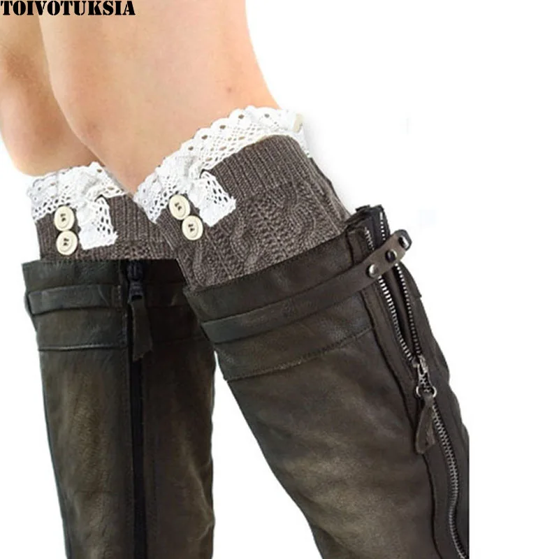 

5006 Various Colors Knit Boot Cuffs Fashion Style Lace and Button Crochet Boot Socks Toppers,Free Shipping
