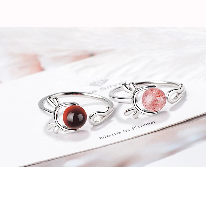Qevila Rings for Women Fashion plated S925 Sterling Silver Deer Red Gemstone石榴石 Pearl wedding engagement Ring Romantic Valentine’s Day Gift Gothic ring men Anillos Mujer (11)