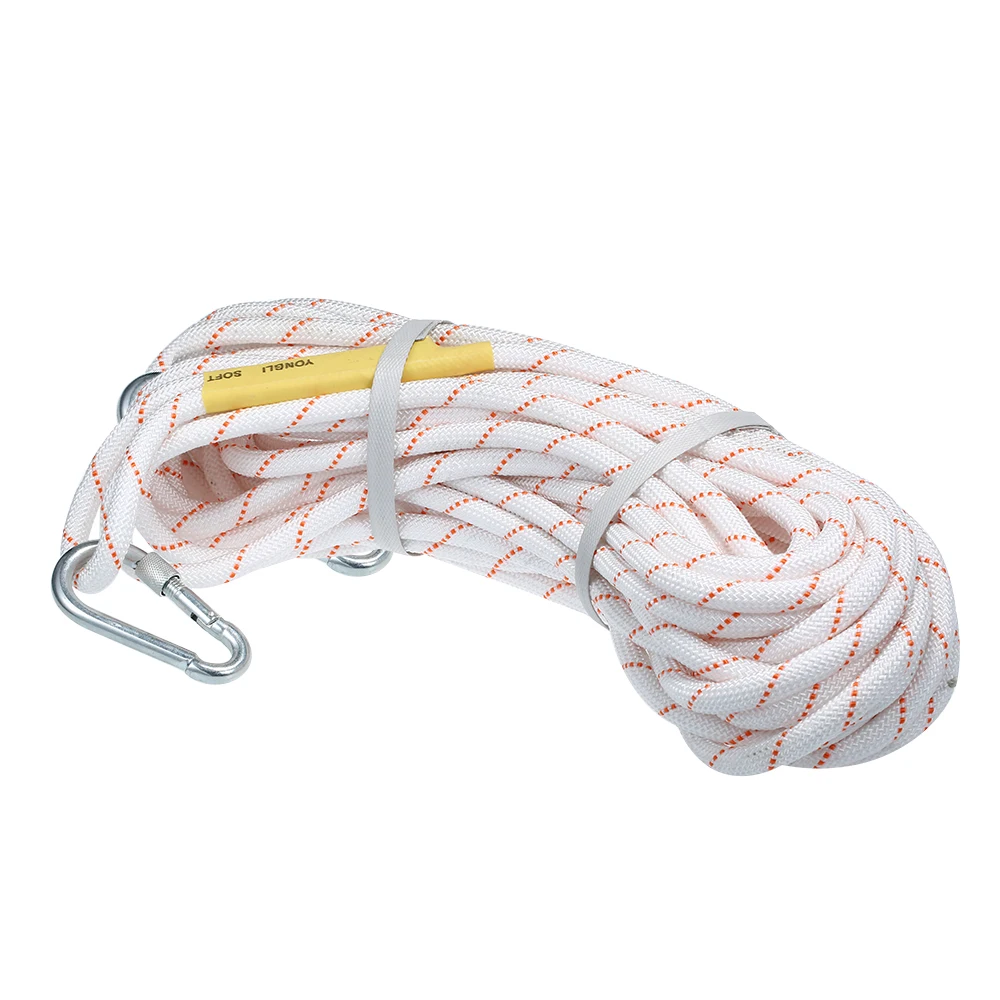 

Outdoor Climbing Rope Safety Rope Reflective Rope 20M/64ft Afloat Escape Rope with Double Carabiners Fire Rescue Rope
