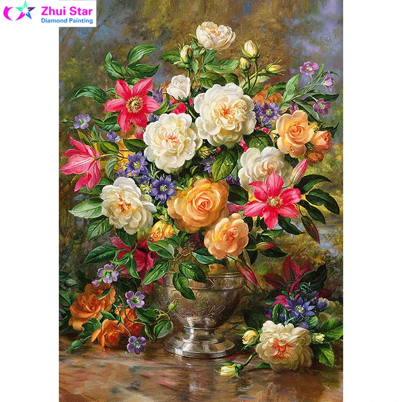 

Zhui Star 5D Round diamond painting diy diamond painting embroidery cross stitch Home Decor Full dimond mosaic Flower Vase 25 ZX