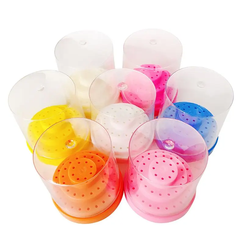 

48 Holes Nail Drill Bit Display Holder Standing with Cover Manicure Container Storage Box Nail Drills Bits Storage Case