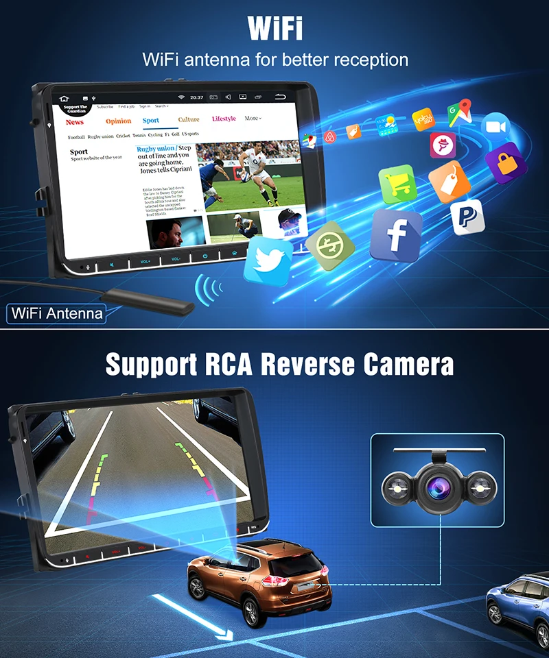 Clearance Pumpkin 2din 9"Android 8.1 Car GPS Navigation Stereo Radio No DVD Player For Skoda/Seat/Volkswagen/VW/Passat /POLO/GOLF 5 6 4