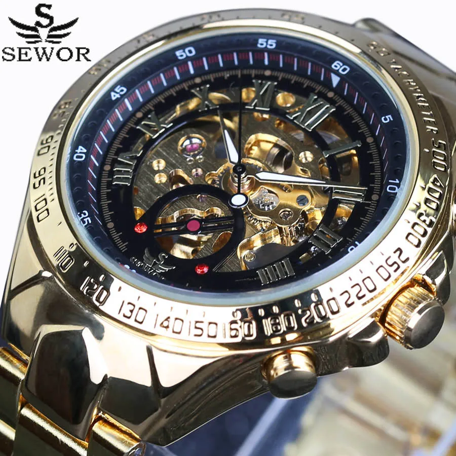 Sewor2018 New Top Brand Luxury Montre Homme Watch Men Automatic Skeleton Watch Sport Design Bezel Golden Clock Men's Watches Sewor2018 New Top Brand Luxury Montre Homme Watch Men Automatic Skeleton Watch Sport Design Bezel Golden Clock Men's Watches