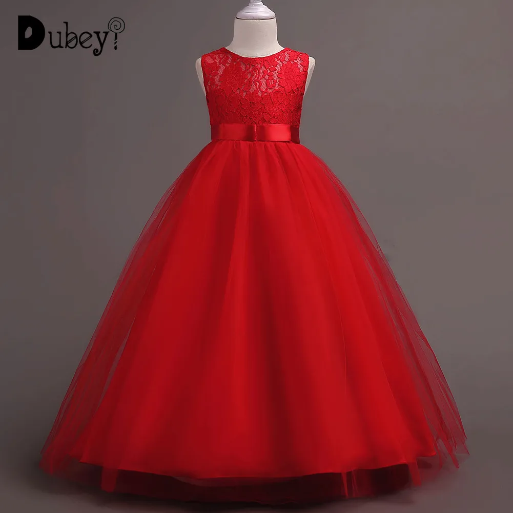 

Kids Dresses for Girls Elegant Flower Girl Pageant Princess Dress First Communion Party Decorations Long Lace Tunic