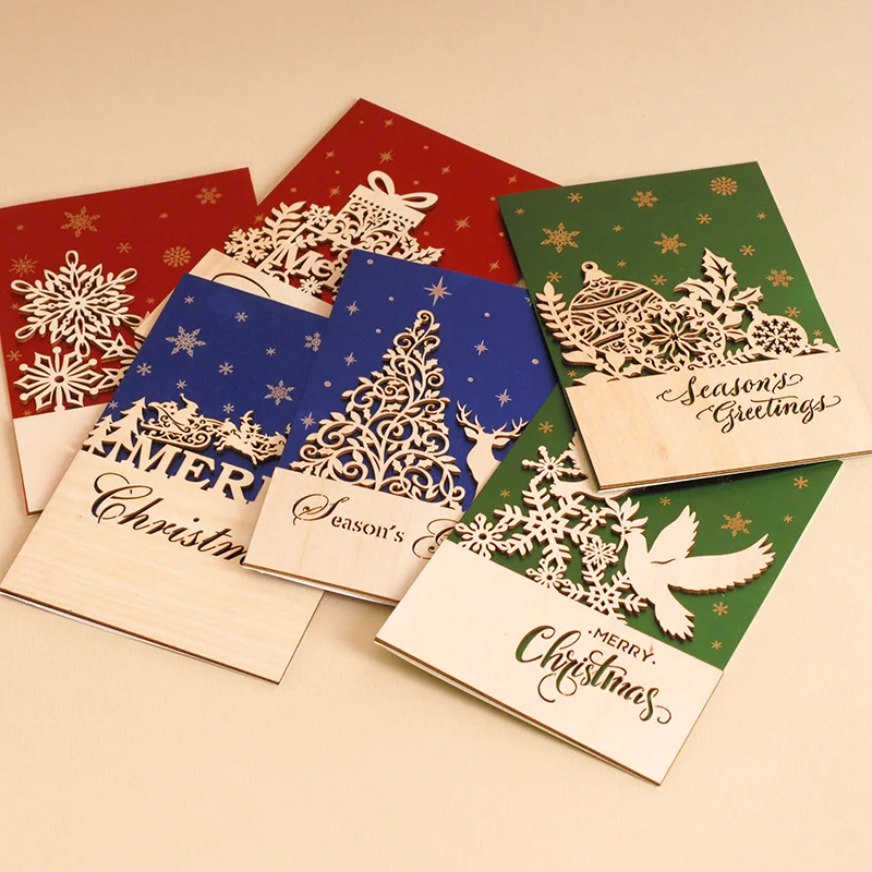 

Glitter Business Christmas Cards Wood Flourishes Ornament Merry Christmas Cards