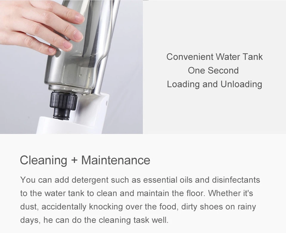 Original Xiaomi Deerma Water Spraying Sweeper Mijia Floor Cleaner Carbon Fiber Dust Mops 360 Rotating Rod 350ml Tank Waxing Mop  (22)