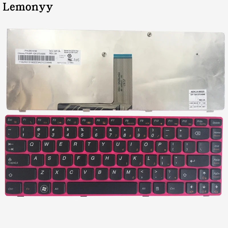 

US Keyboard for Lenovo IdeaPad Z370 Z470 Z470A US laptop keyboard rose frame