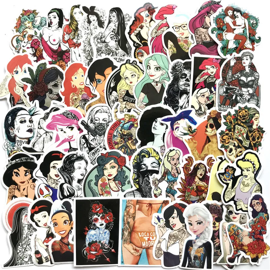 50 Pcs Don't repeat Cool Tattoo Girl Stickers for Laptop Motorcycle Luggage Skateboard Styling Phone PVC Scrapbook Sticker 50 Pcs Don't repeat Cool Tattoo Girl Stickers for Laptop Motorcycle Luggage Skateboard Styling Phone PVC Scrapbook Sticker