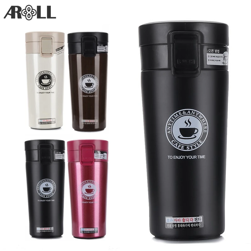 380ml Car Thermos Cup Mug Coffee Cup with Lip Stainless Steel Double