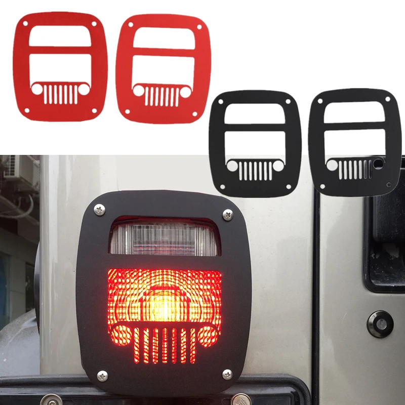 LOGO Face Rear Tail Light Protector Guards Cover For Jeep Wrangler