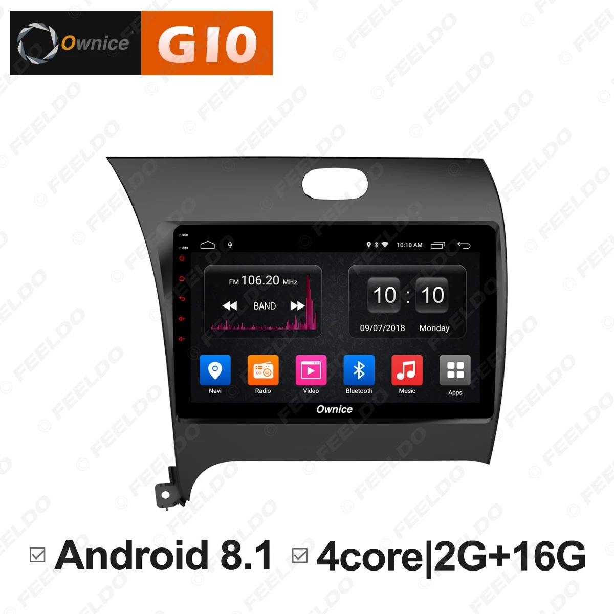 Top FEELDO  9 " 2.5D Nano IPS Screen Android 6.0 Octa Core/DDR3 2G/32G/4G LTE Car Media Player With GPS For K3 2013-2016 (Cerato 3) 1