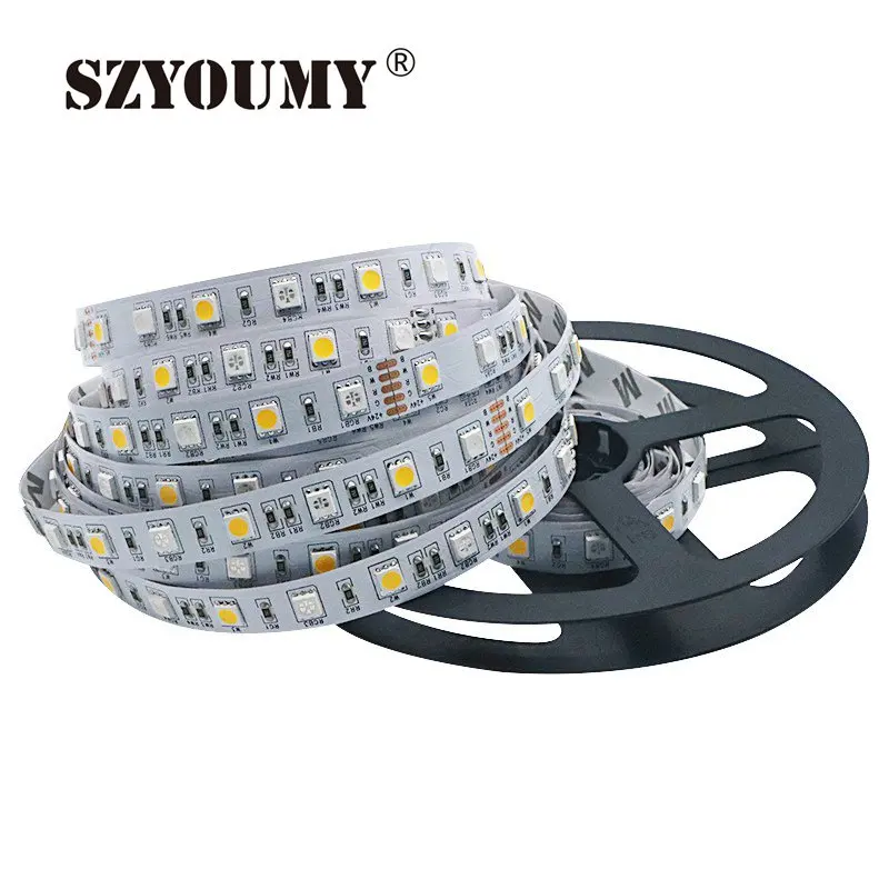 #Best SZYOUMY LED Strip 5050 24V RGB RGBW RGBWW 24V 5M Waterproof Flexible Light Stripe 60LED M Led Tape Luces Ribbon TV backlight