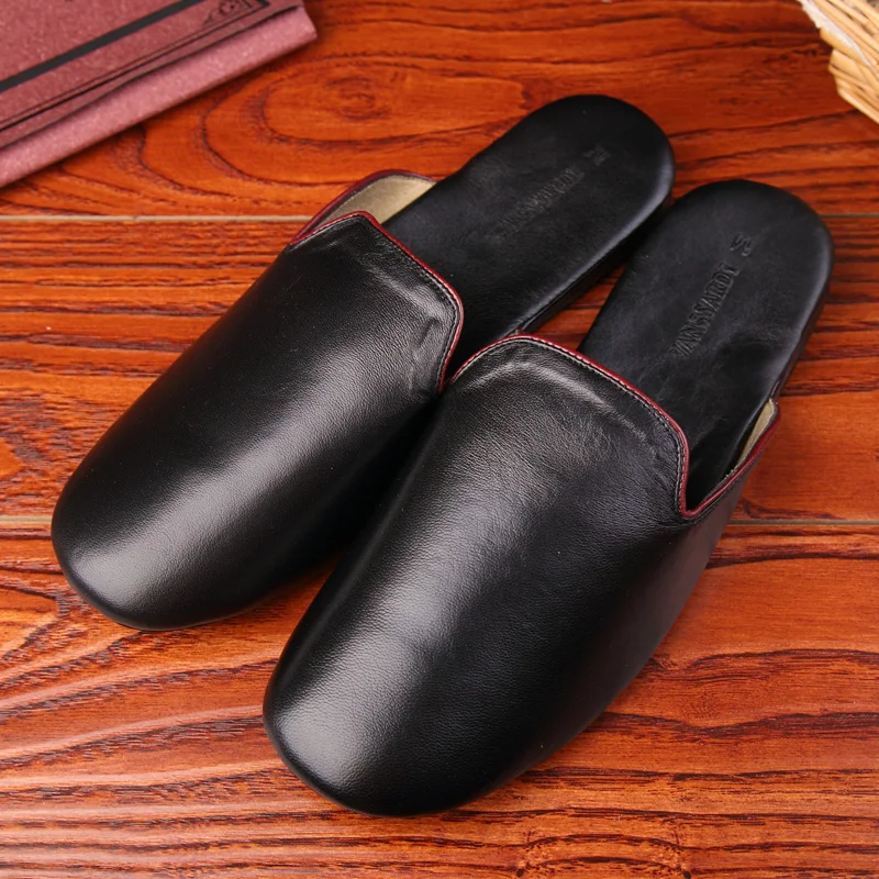 Sheepskin leather Slippers for Men 2017 Hot Sale New Fashion Men's Soft ...