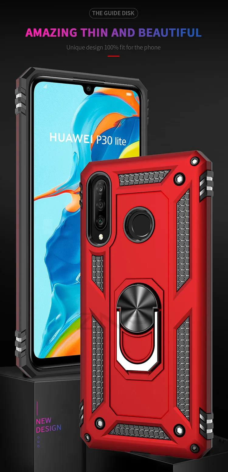 ZNP Роскошный чехол для телефона с магнитным кольцом для huawei P30 P20 Lite противоударный защитный чехол-подставка для huawei mate 20 Lite P умный чехол