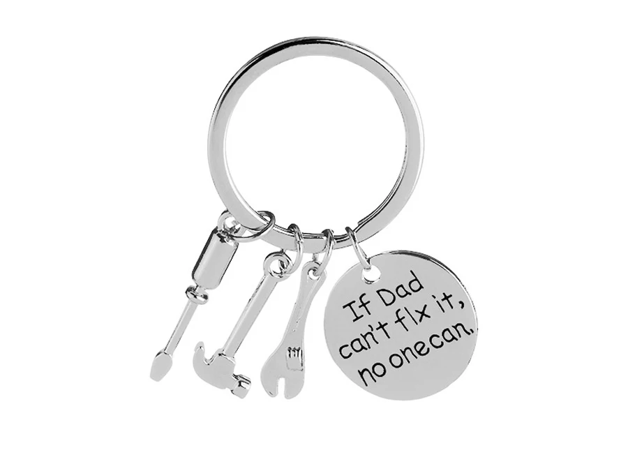 

1 Pcs Trendy Silver Color Alloy round Lettering if dad can not fix it Drive Safe Car Trucker pendant KeyChain Gift Jewelry