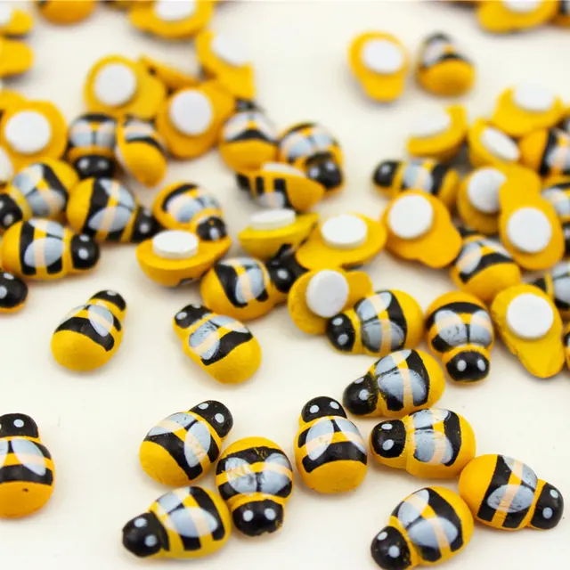 Home Decoration 100PCS/Lot Mini Bee Wooden Ladybug Sponge Self-adhesive Stickers Fridge/Wall Sticker Kids Scrapbooking Baby Toys