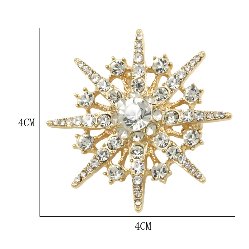 Прямая с фабрики, хрустальные стразы, брошь Starburst, булавки для платья золотого или серебряного цвета с покрытием