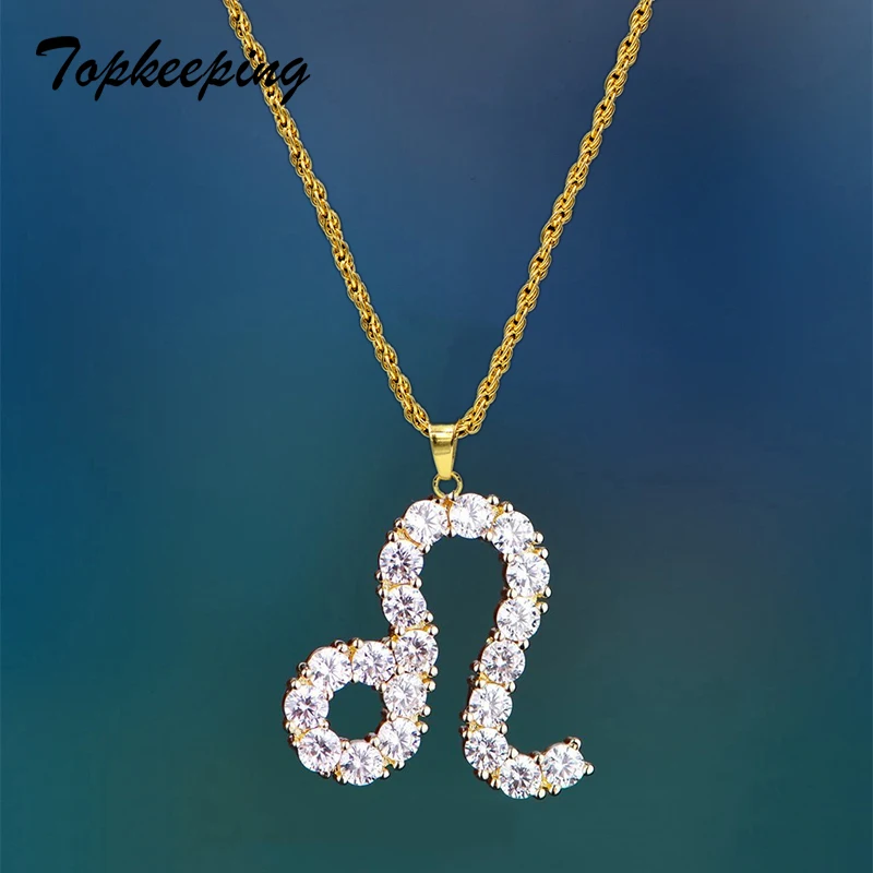 

Zodiac Sign Shining Crystals Pendant Necklaces Iced Out Rhinestone 12 Constellations Charm Necklace for Women Jewelry Gifts Sale