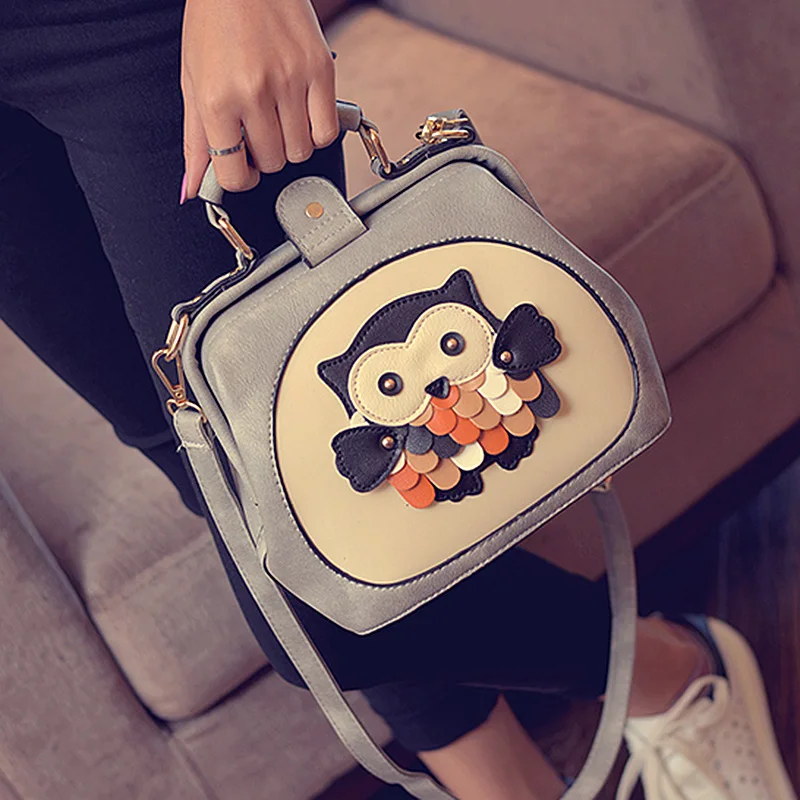  New Fashion Cartoon Bag Owl Women Shoulder Bags 2017 Leisure Ladies PU Leather Handbags Wallets Female Casual Mini Messenger Bag 