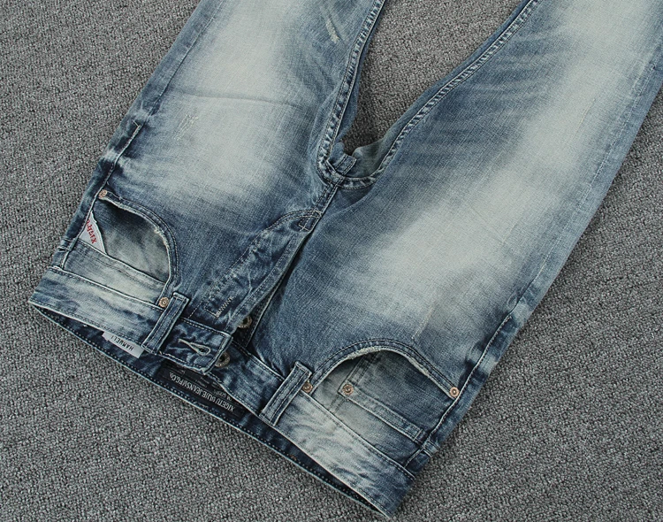 Модные мужские джинсы в итальянском винтажном стиле, узкие эластичные джинсовые брюки на пуговицах синего цвета, мужские классические джинсы в стиле хип-хоп