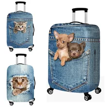 Чемодан защитный чехол на чемодан случае Пылезащитный чехол Denim Cat тележка Чехол протектор Мультфильм дорожная сумка чехол для защиты от пыли