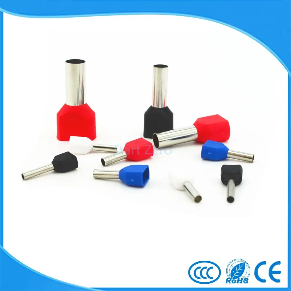 

50PCS type double pipe insulated cold-press terminal Needle end Multicolor TE6014