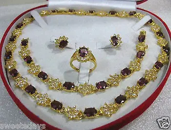 

Free shipping@@@@@ Women's Jewelry Purple Necklace Bracelet Earring Ring