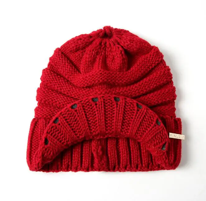 Новинка, Европейский знак, пустые кепки с козырьками, повязка на голову, Осень-зима, теплые брендовые вязаные шапки для женщин и девушек - Цвет: 3 Wine Red