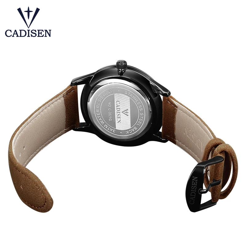 CADISEN Топ кварцевые мужские часы брендовые кожаные военные полностью стальные Известные Бизнес Мужские часы s часы водонепроницаемые Relogio Masculino