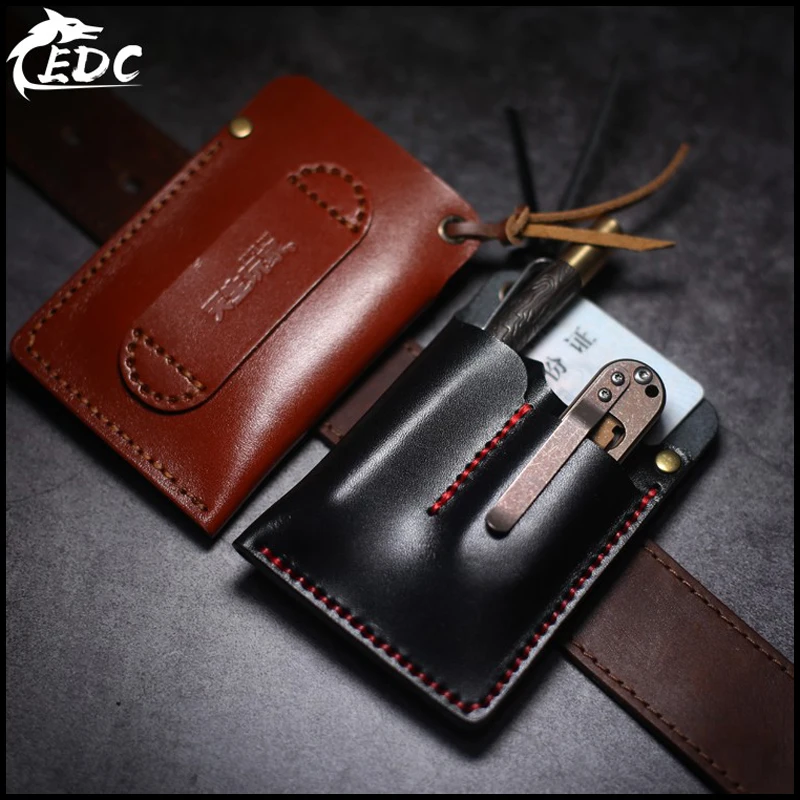 

First layer cowhide And vegetable tanned leather EDC waist holster multi-function portable storage leather goods tool storage