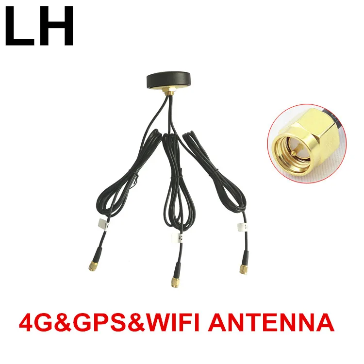 

OSHINVOY 4G gps wifi combo antenna in onepieces GPS LTE 2.4g combo thread antenna 1.5m cable SMA male 4G mushroom thread antenna