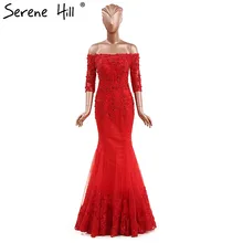 Half Sleeve Sexy Mermaid Tulle Wedding Dresses Red Embroidery Beading Bridal Gown Robe De Mariee 2017 Real Photo