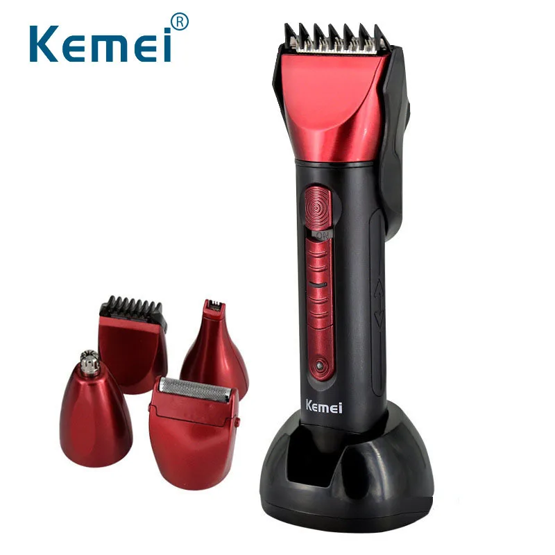 Kemei Multifunctional 5 In 1 Hair Clipper Whole Body Washable Men Beard Trimmer Wireless Use Rechargeable Hair Cutting Machine