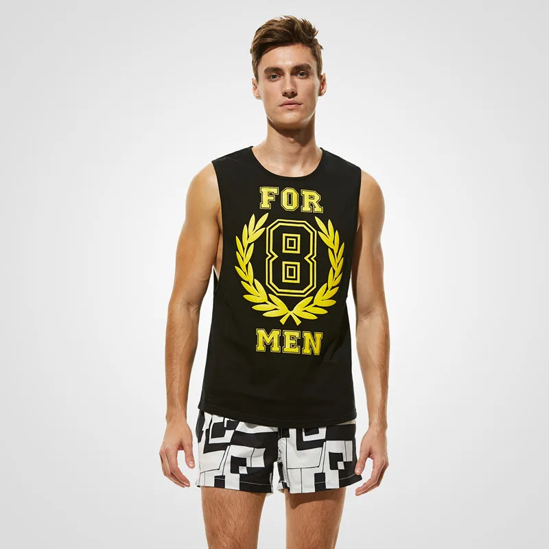 

NewSEOBEAN Men's Tank Top Vest printed 8 letter Undershirt Summer Cotton male vest