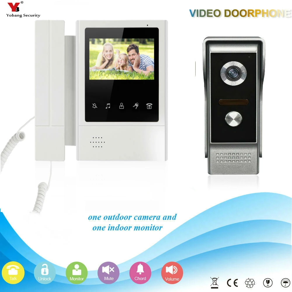 

Yobang Security 4.3"Monitor Wired Video Door Phone Intercom System Night Vision Camera Video Doorbell Support two way Intercom