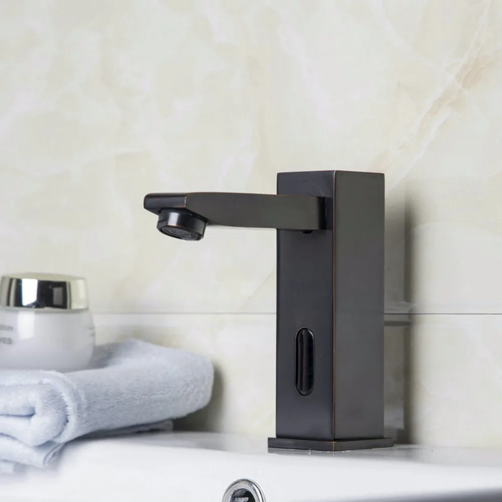Günstige KEMAIDI Bad Wasserhahn Küche Automatische Sensor Hände Freies Messing ORB Schwarz Chrom Poliert Swivel Mixer Einzigen Kalten Tap