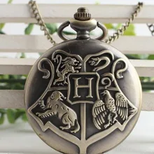 Новые винтажные бронзовые черные кварцевые карманные часы Гарри Поттера с цепочкой Ретро Мужские Женские Классическая Подвеска на ожерелье часы подарок