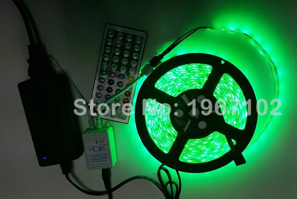 10 шт. SMD5050 RGB Светодиодные ленты свет DC12V 5 м 300 светодиодов Гибкие светодиодные полосы ИК-пульт дистанционного управления и DC 12 В Питание адаптер