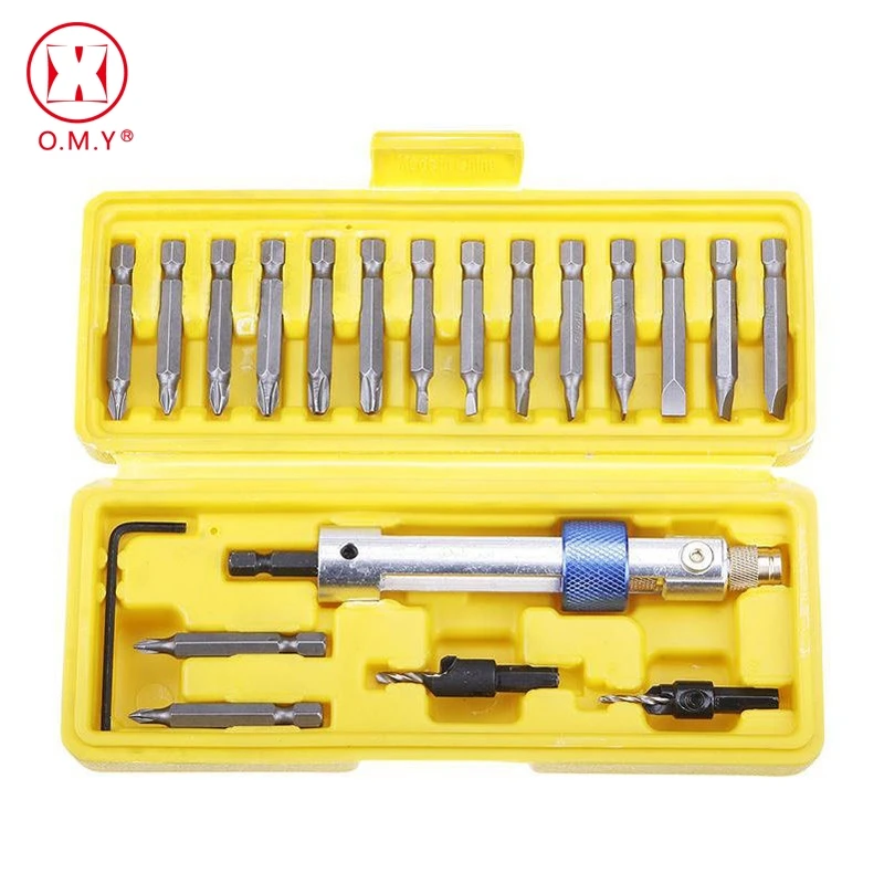 O.M.Y 1Set Half Time Drill 20Pcs High Speed Steel Drill Driver Double Use Hand Screwdriver Head With Case Multi-functional Tools