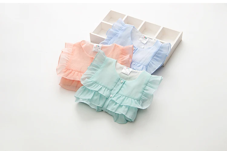 2018 Hot Summer New Design 2 3 4 6 8 9 10Years Thin Sweet Cute Solid Color Short Fly Sleeve Blouse Baby Kids Girls Chiffon Shirt (17)