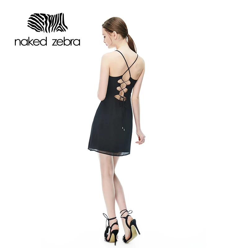 NAKED ZEBRA 2016 Новая Мода Лето Короткое Dress Спагетти Ремень Случайный Сексуальный