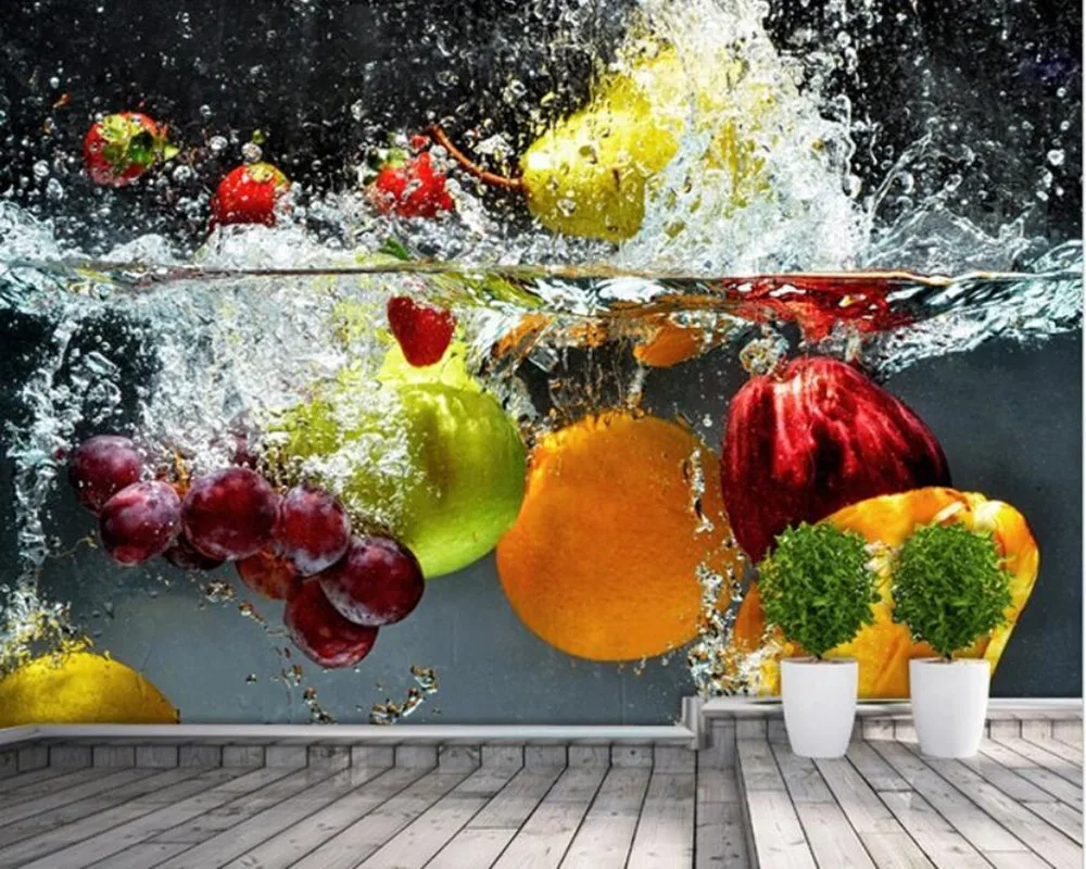 カスタムキッチン壁紙果物と野菜のレストランキッチン壁紙壁画の背景3d防水ビニール壁紙 Aliexpress