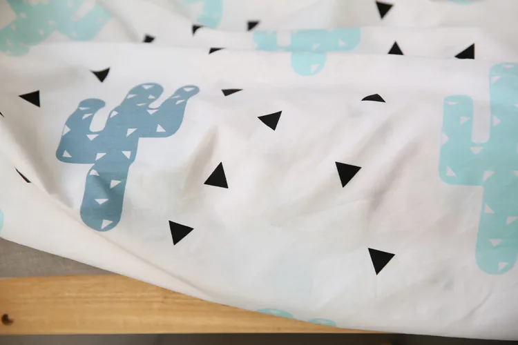 

free shipping Cartoon triangle geometric cactus cotton bed cloth fabric quilt cotton bedspread fabric width 2.35 m