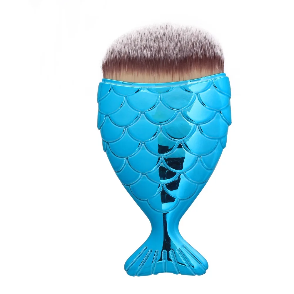 Fantasy Pink Blue Mermaid Fish Makeup Brush Beauty Powder Foundation Contour Brushes Fashion Synthetic Hair Maquiagem Cepillos | Красота и