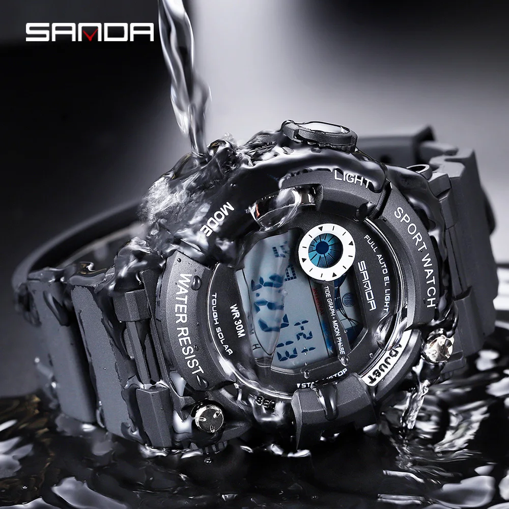 SANDA New Sports Men's Watches Top Brand Luxury Military Quartz Watch Men Waterproof S Shock Clock relogio masculino