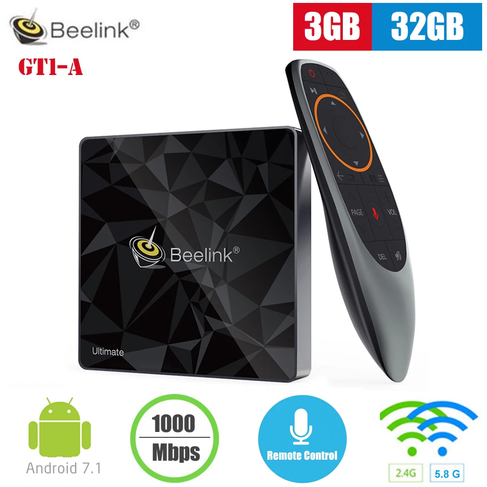 

Beelink GT1-A Android 7.1 Smart TV Box Voice Remote Control Amlogic S912 Octa Core 3GB 32GB 2.4G 5.8G WiFi 1000Mbps Set Top Box