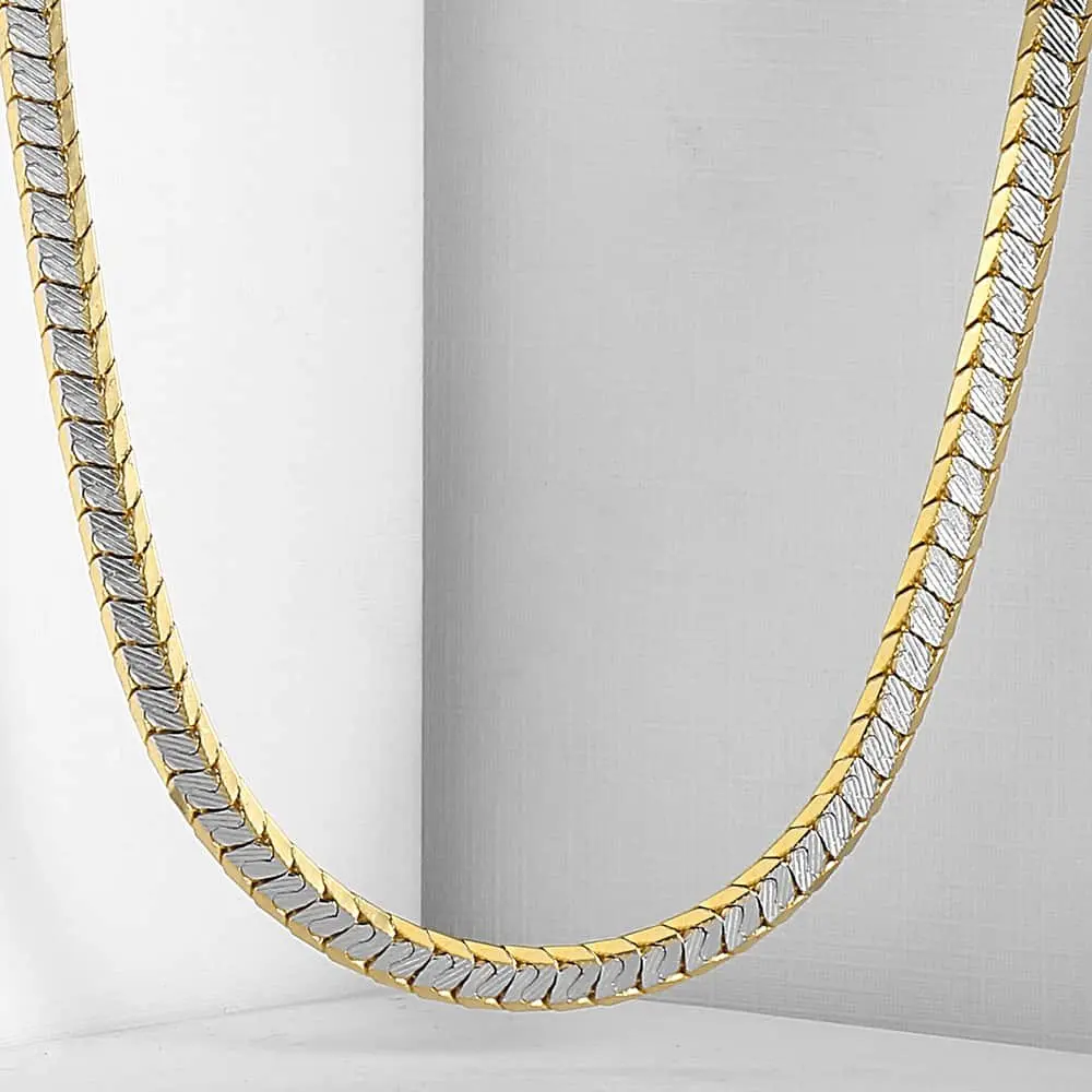 

5mm Womens Mens Chain Unisex Boys Girls Cut Scales Nugget White Yellow Gold Filled GF Necklace GN331