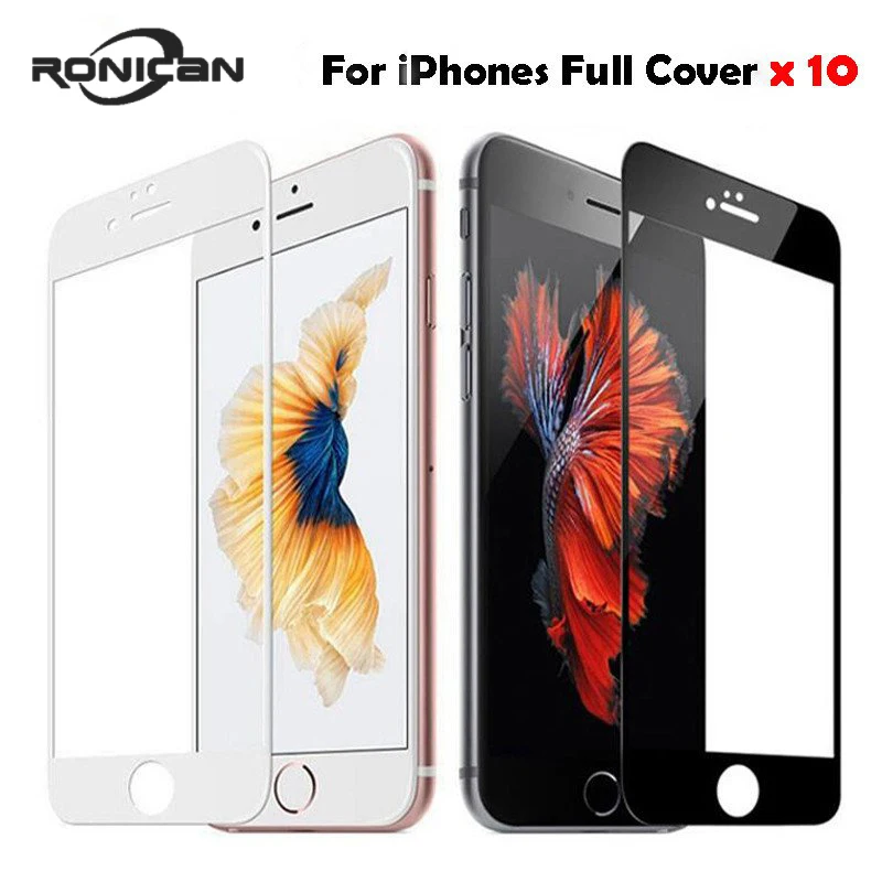 

10Pcs 9H 0.2mm Full Cover Tempered Glass on iPhone 7 8 Plus 11 12 13Pro Max Screen Protector Film For iPhone 6 6s Plus XR XS MAX