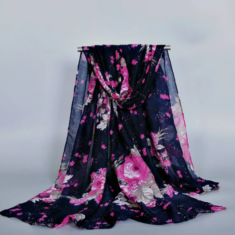 Женская шаль из пашмины длинная мягкая с цветочным принтом 2017|printed viscose shawl|viscose